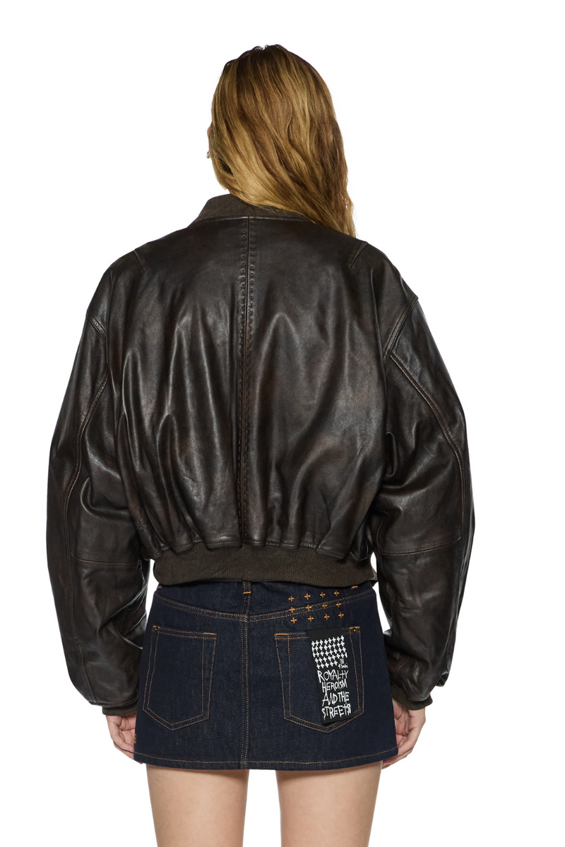 Alpha Crop Bomber Worn Black