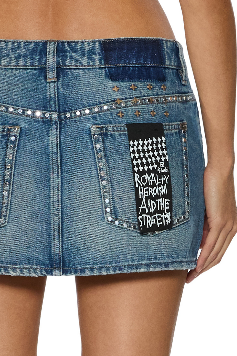 Micro Mini Skirt Texas Blue Studded