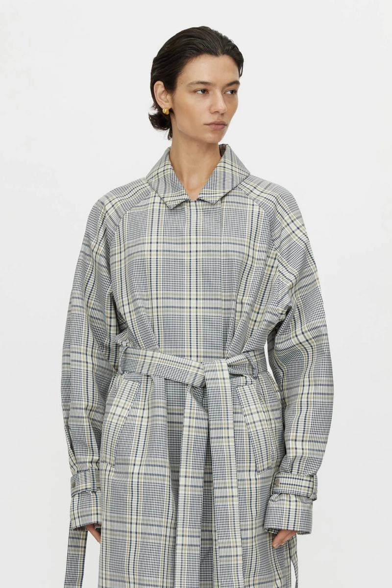 Delta Plaid Trench Khaki Plaid