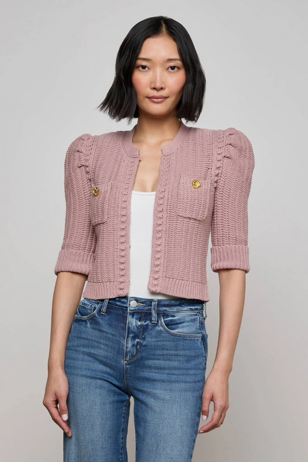 Delilah Cropped Cardigan Light Mauve Gold
