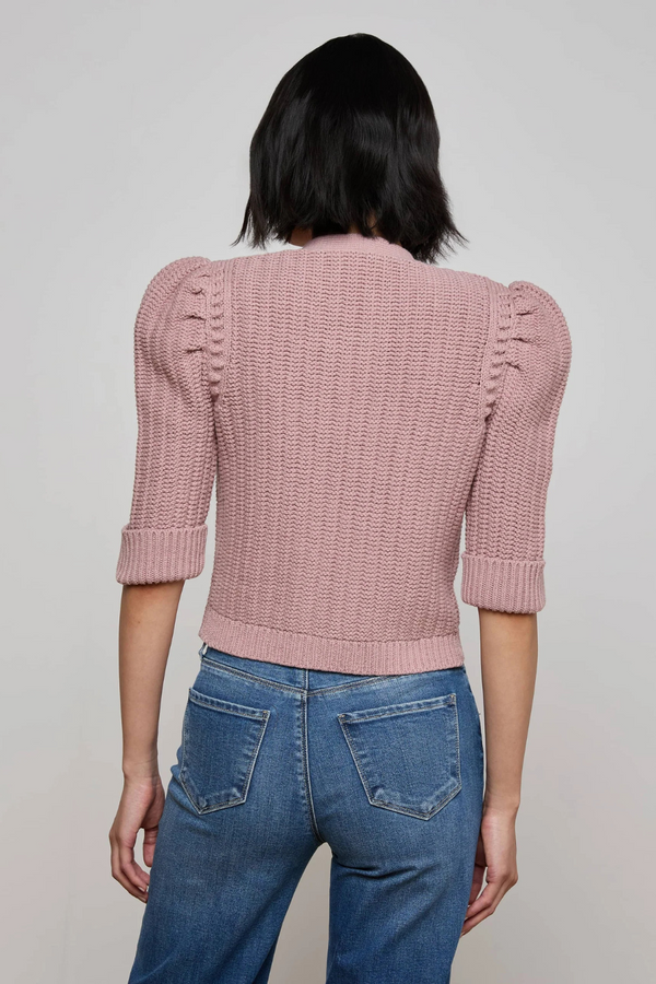Delilah Cropped Cardigan Light Mauve Gold