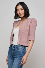 Delilah Cropped Cardigan Light Mauve Gold