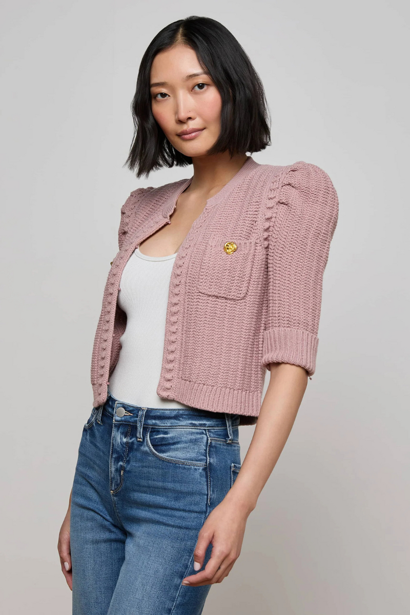 Delilah Cropped Cardigan Light Mauve Gold