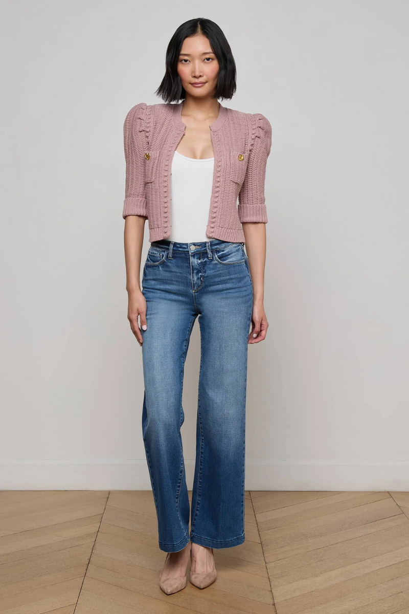 Delilah Cropped Cardigan Light Mauve Gold