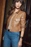 Kumi Cropped Leather Jacket Soft Cognac