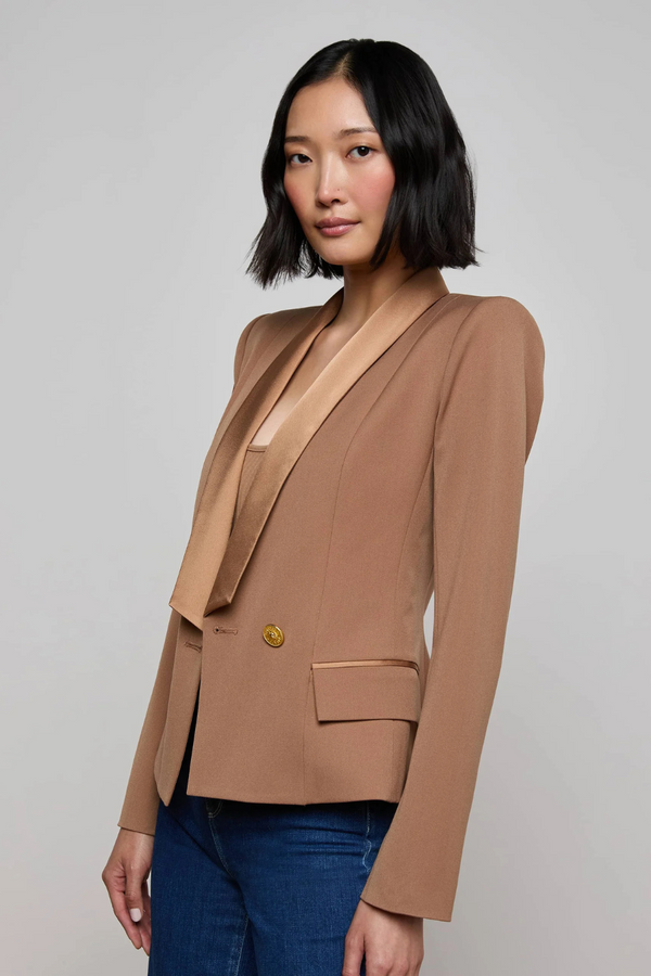 Imogen Satin Lapel Blazer Cinnamon Swirl