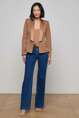 Imogen Satin Lapel Blazer Cinnamon Swirl