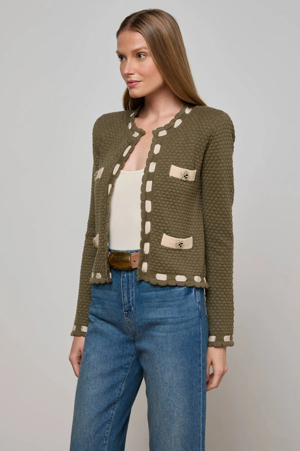 Astor Cardigan Army/Biscuit
