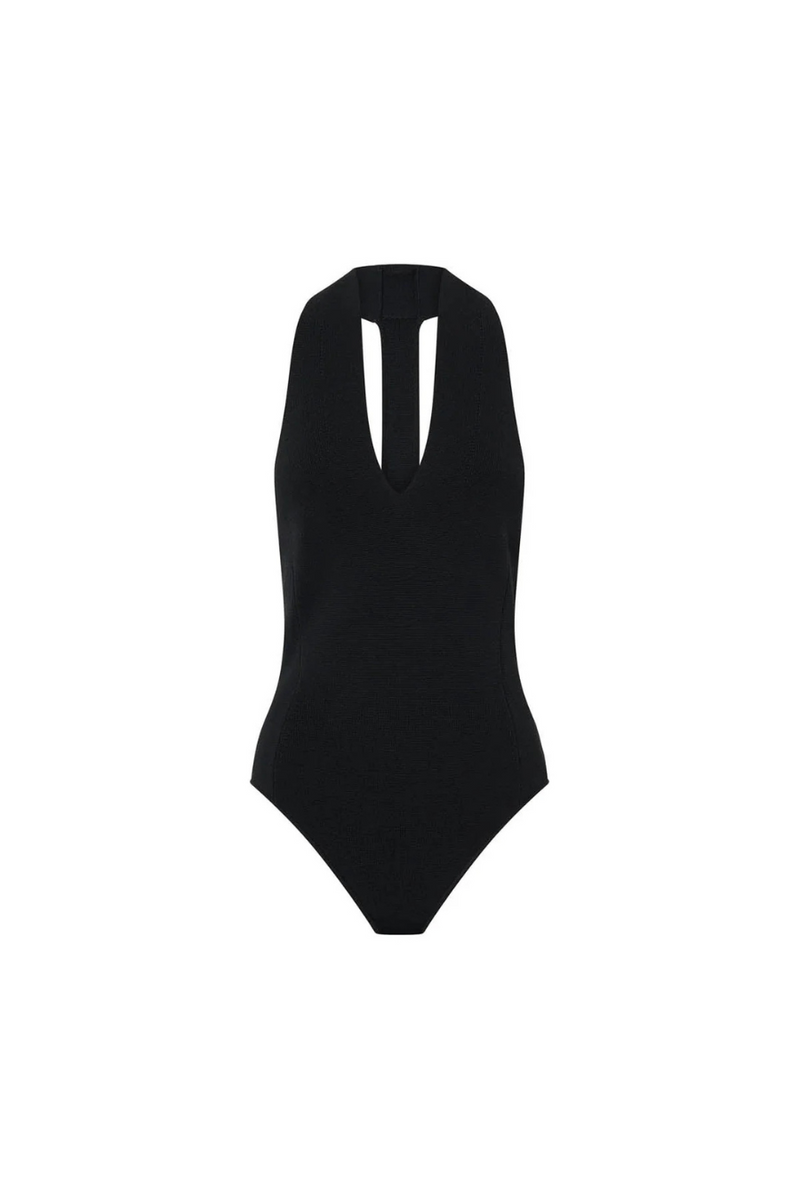 Kestrel Plunge Neck Bodysuit Black