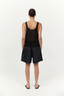 Glass Beaded Mesh Top Jet Black