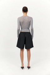 Baby Wool Wrap Top Grey Marle