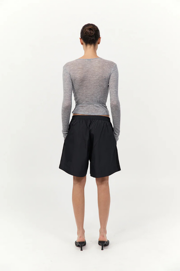 Baby Wool Wrap Top Grey Marle
