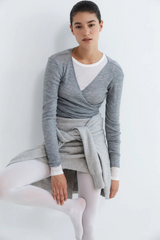 Baby Wool Wrap Top Grey Marle