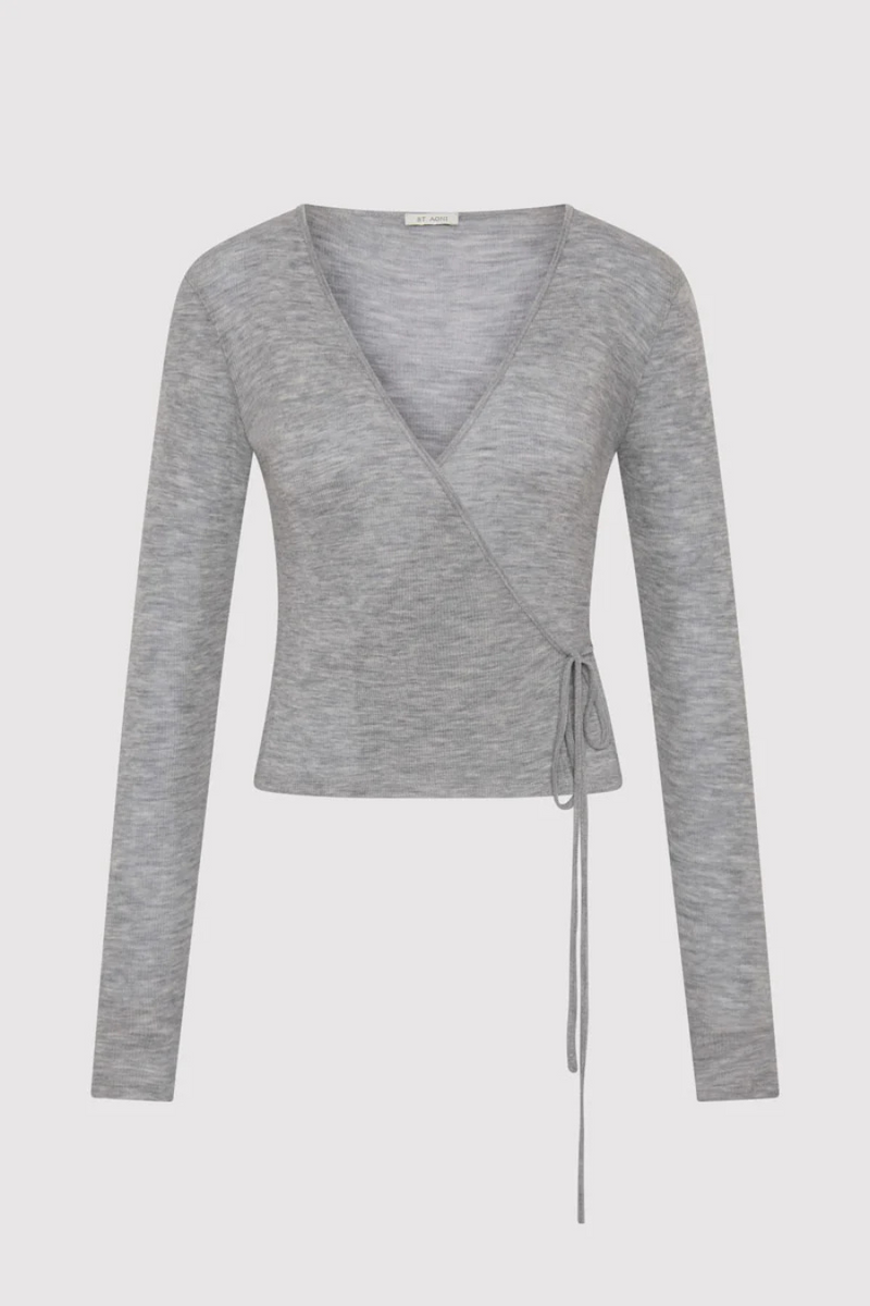 Baby Wool Wrap Top Grey Marle