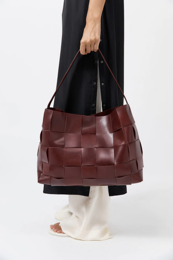 Woven Large Tote Plum