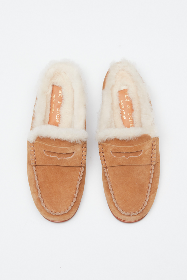 Carter Mule Caramel Suede Shearling