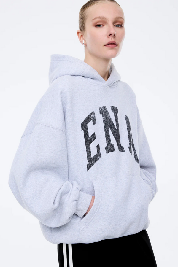 Collegiate Oversized Hoodie Mid Grey Marle