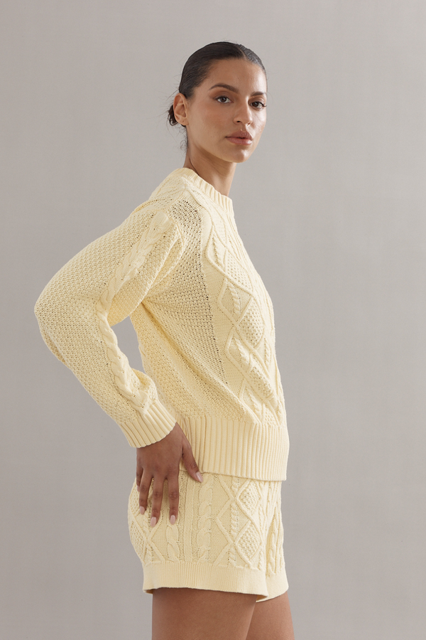 Cotton Cable Knit Jumper Yellow