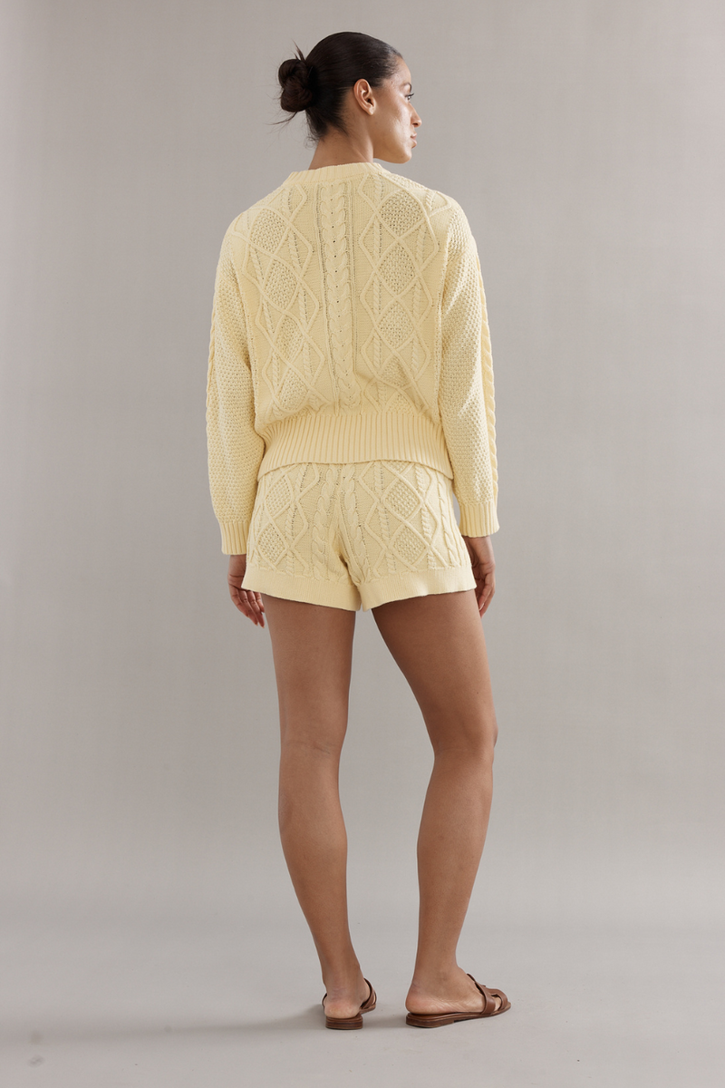 Cotton Cable Knit Jumper Yellow