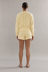 Cotton Cable Knit Shorts Yellow