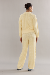Cotton Cable Knit Pants Yellow
