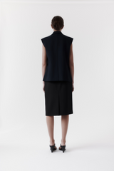 Lapel Long Vest Navy
