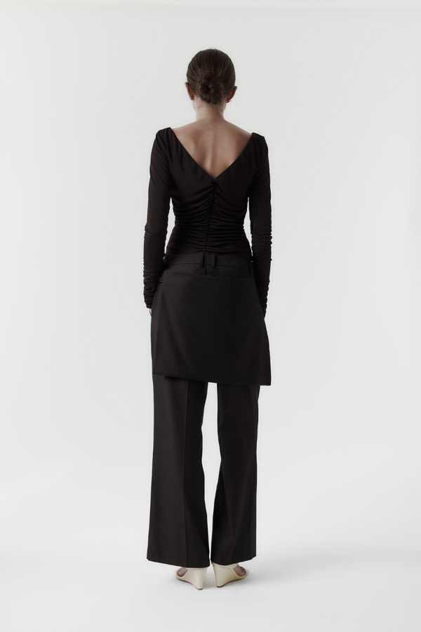 Ruched Long Sleeve Top Balsamic