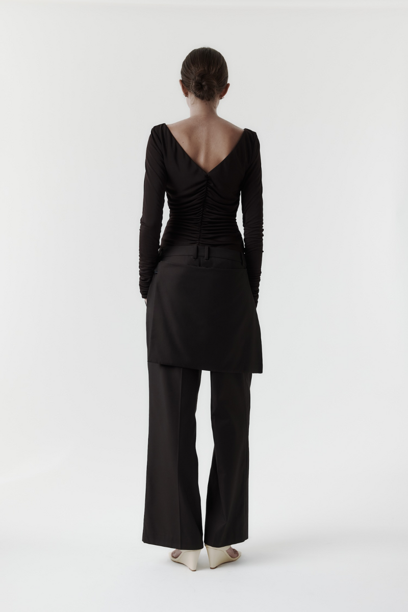 Ruched Long Sleeve Top Balsamic