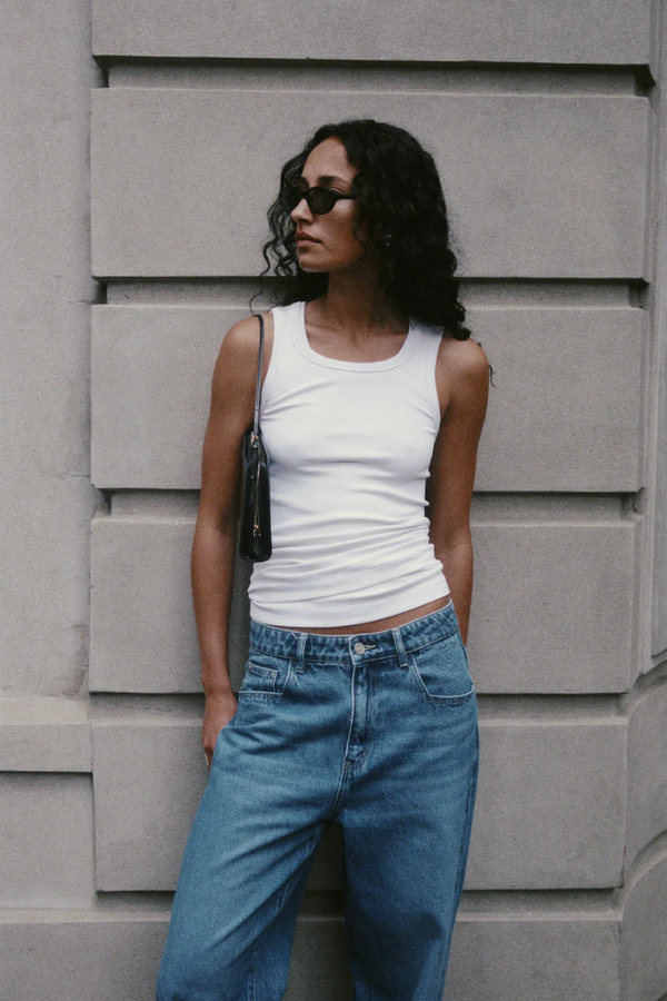Ribbed Tank Top White