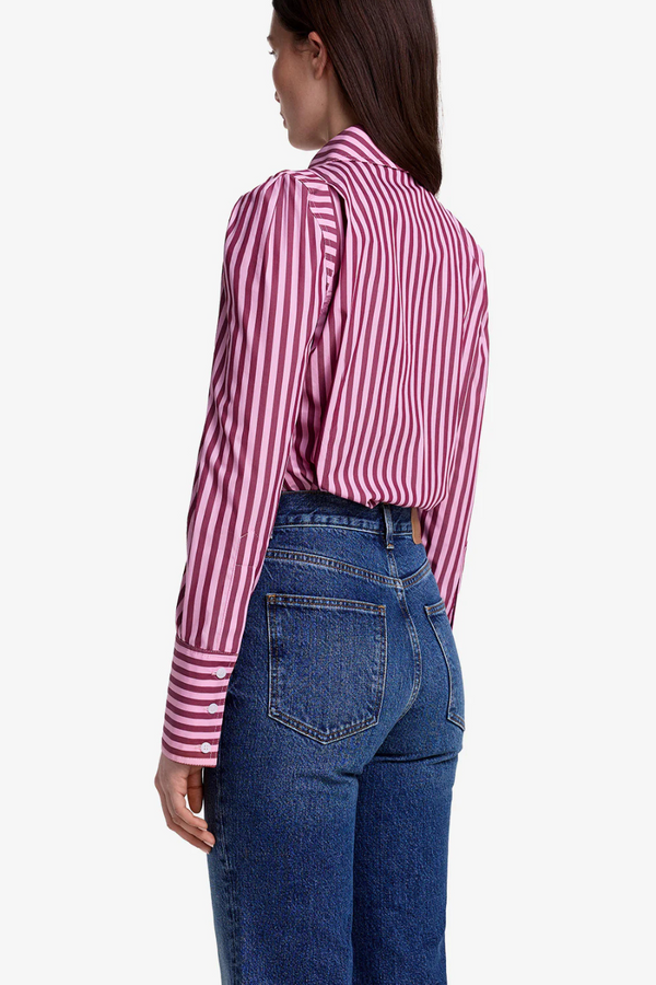 Box Pleat Shirt Rose Stripe