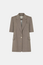 Arnelle Short Sleeve Blazer Natural Pinstripe