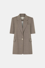 Arnelle Short Sleeve Blazer Natural Pinstripe