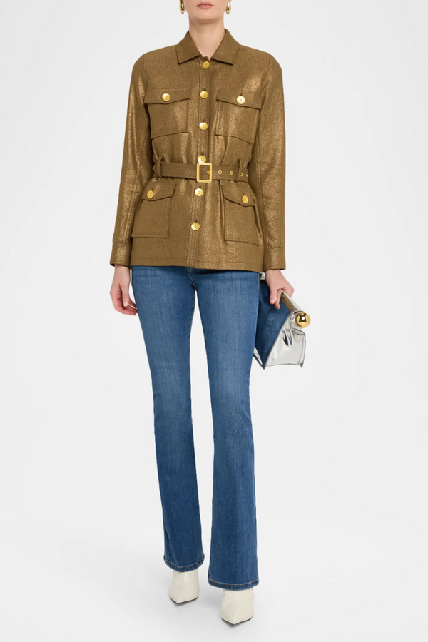 Ishani Belted Jacket Pine/Gold
