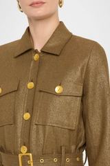 Ishani Belted Jacket Pine/Gold