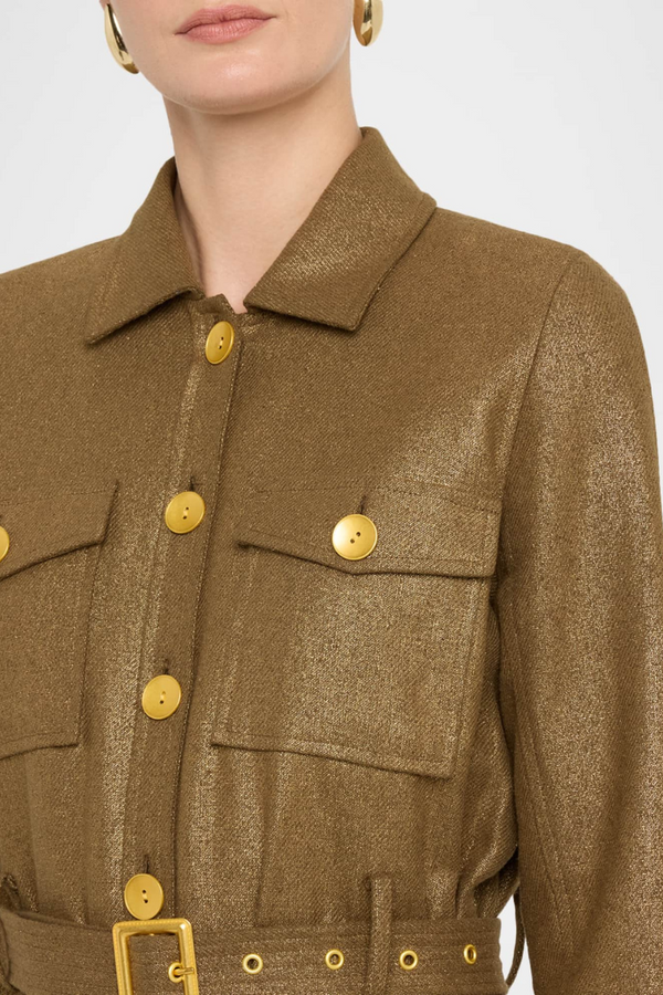 Ishani Belted Jacket Pine/Gold