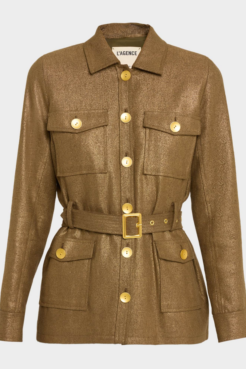 Ishani Belted Jacket Pine/Gold