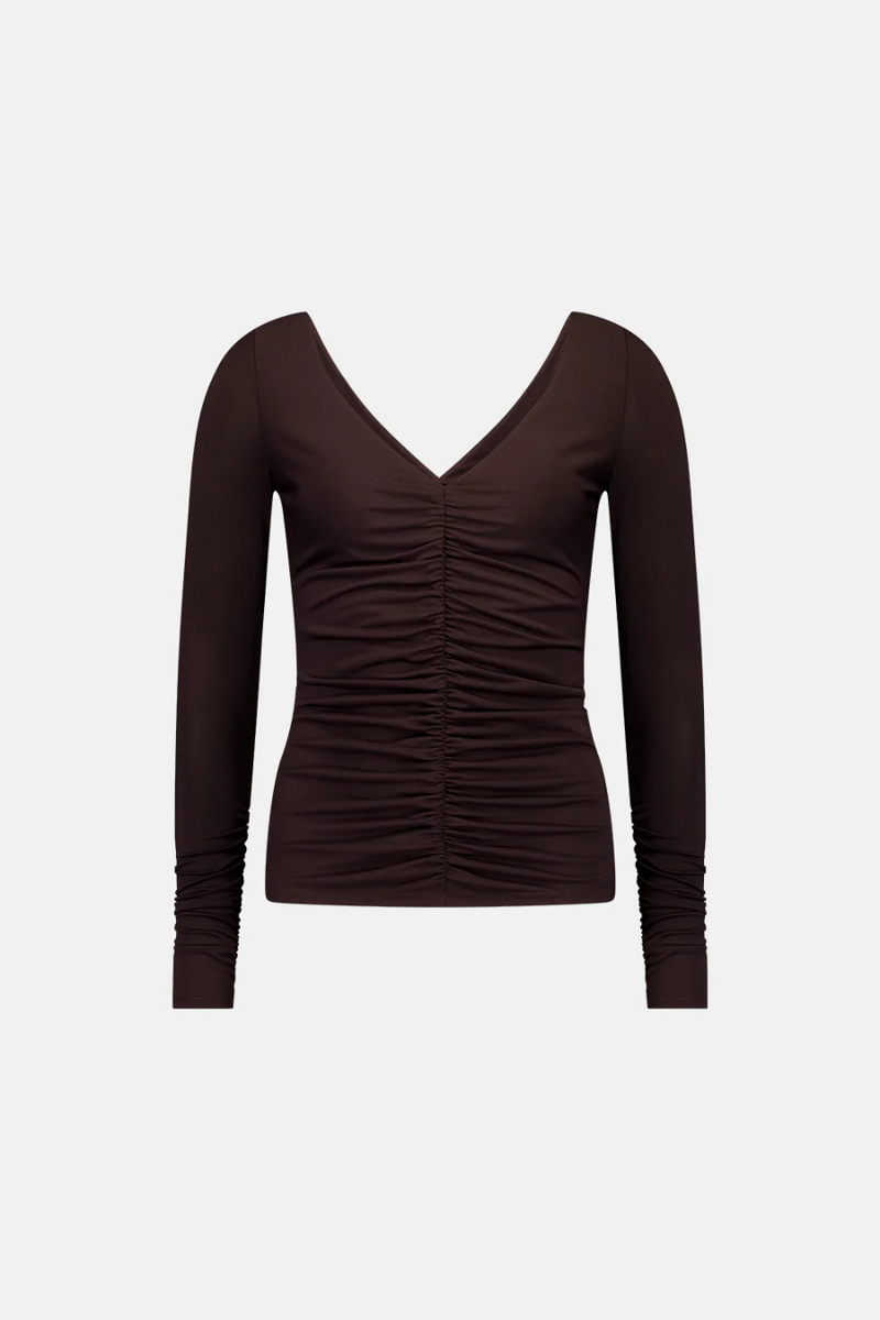 Ruched Long Sleeve Top Balsamic