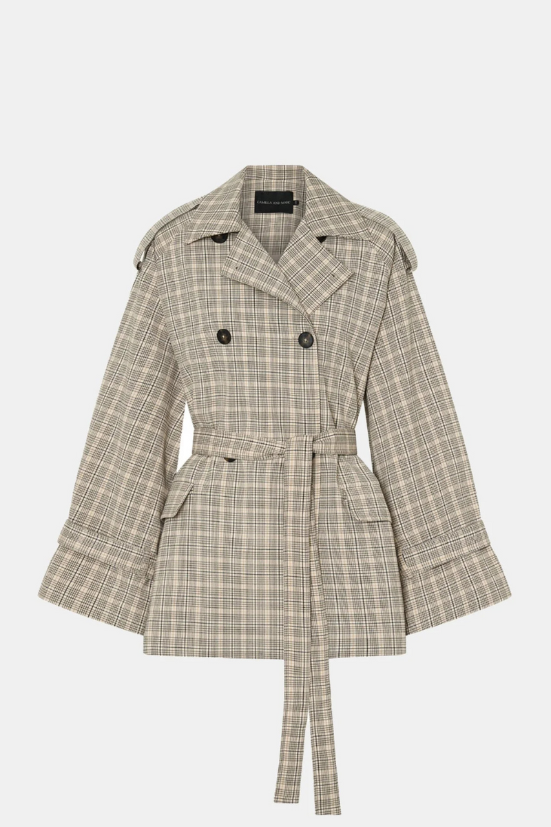 Kinetic Tattersal Trench Taupe Check