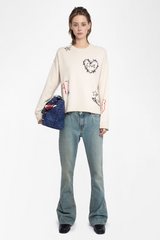 Markuz Heart Cashmere Sweater Ecru