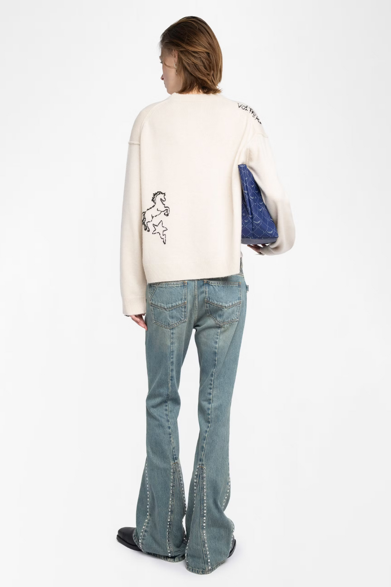 Markuz Heart Cashmere Sweater Ecru