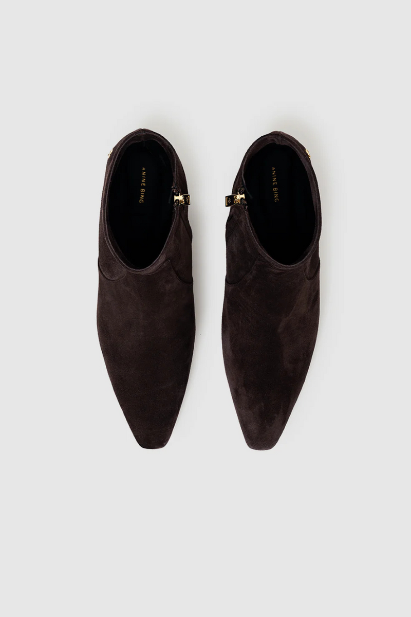 Freya Flat Boots Dark Brown Suede
