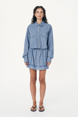 Cole Stripe Crop Shirt Lagoon
