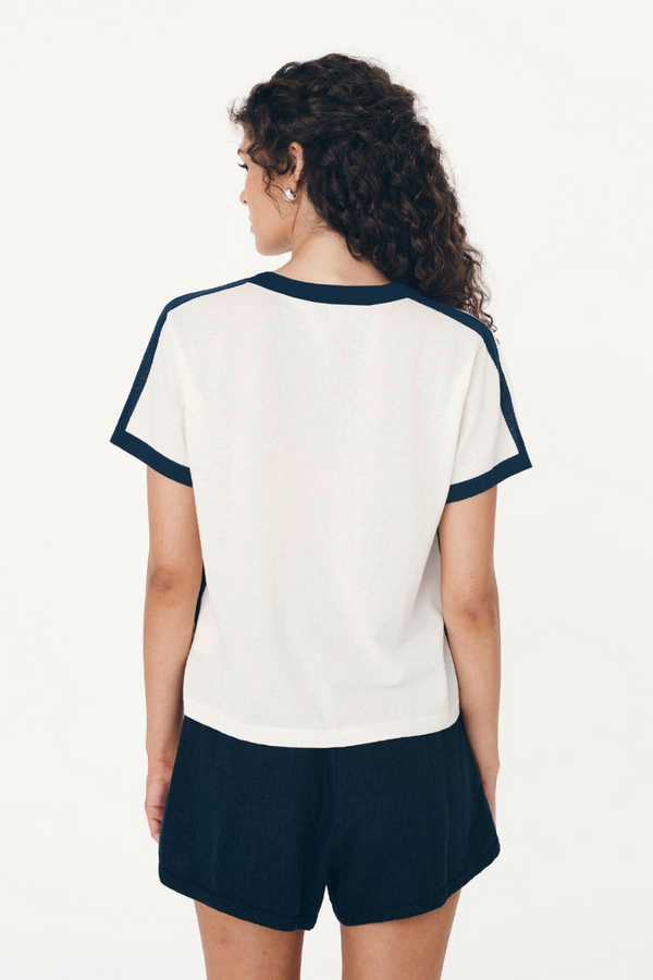 Rania Contrast Knit Tee Ink