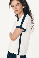 Rania Contrast Knit Tee Ink