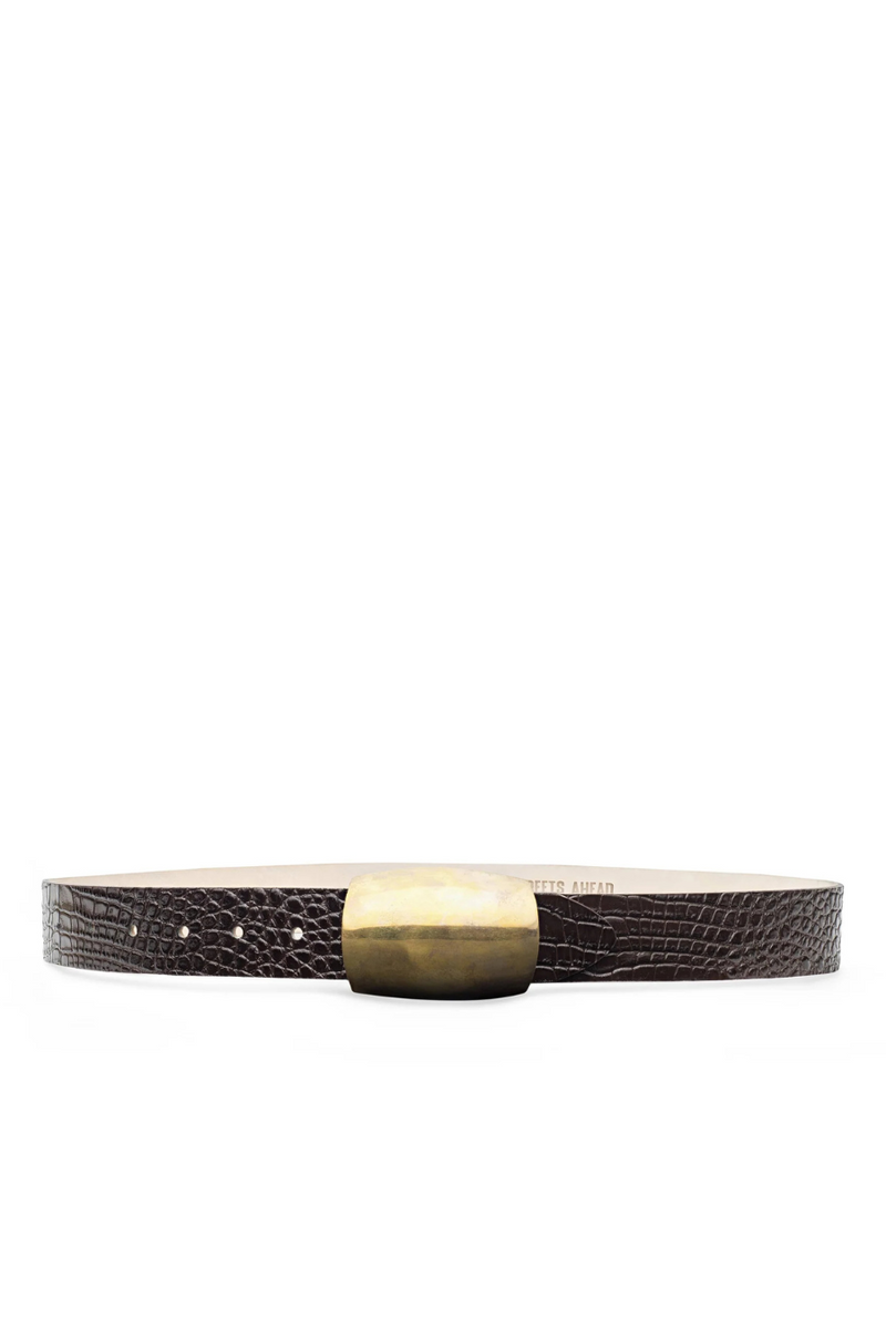 Milou Belt Chocolate Croc Embossed