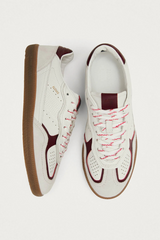 Rife Grain White Burgundy Leather Sneakers