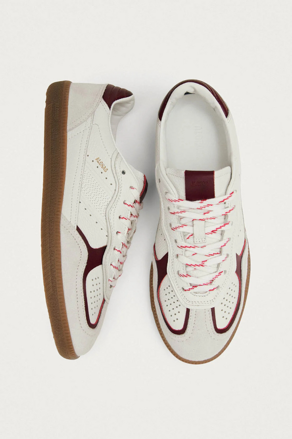 Rife Grain White Burgundy Leather Sneakers