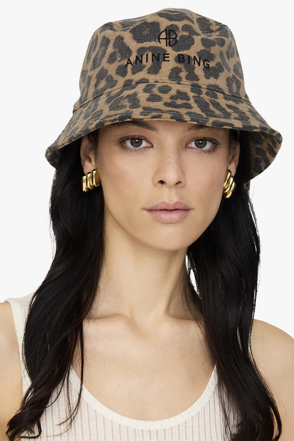 Nicks Bucket Hat Black And Brown Leopard