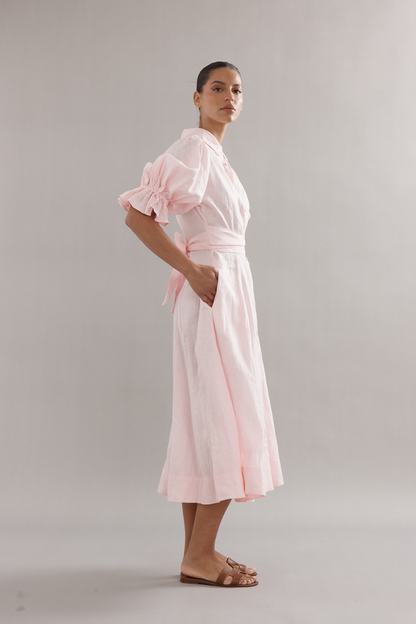 Bloom Dress Pink Linen