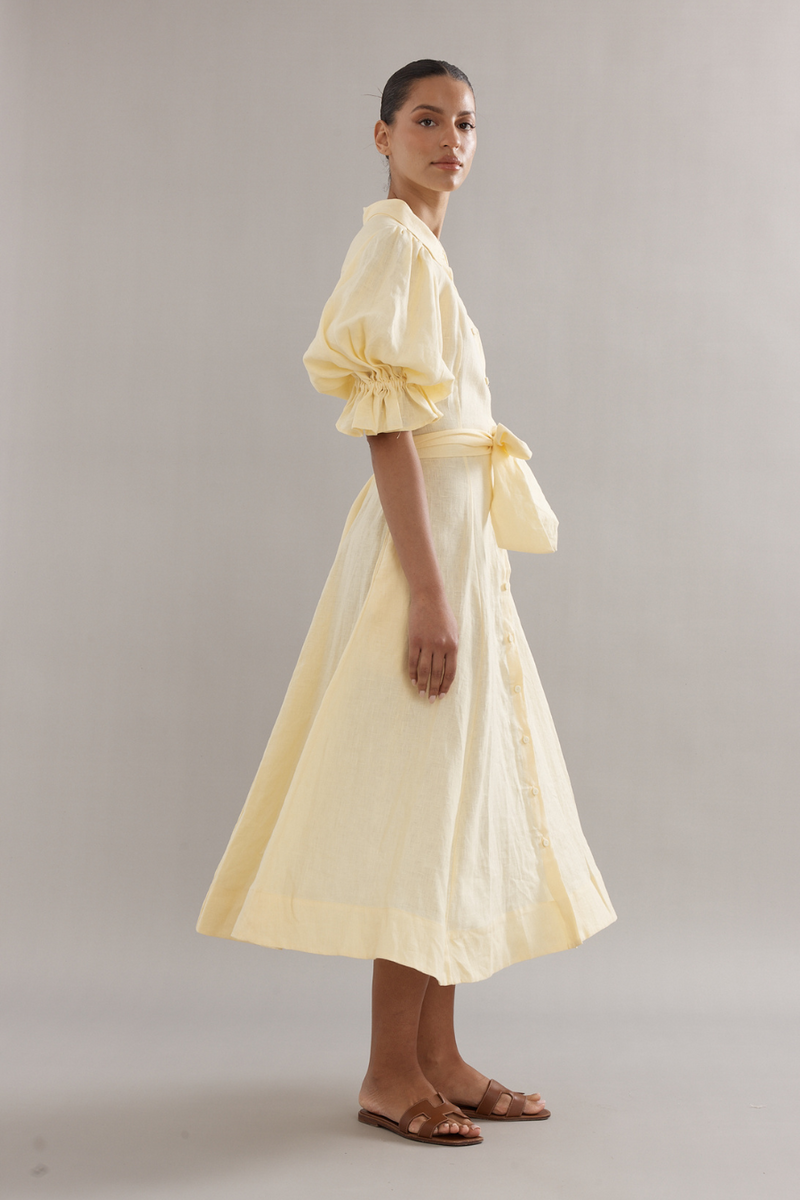 Bloom Dress Yellow Linen